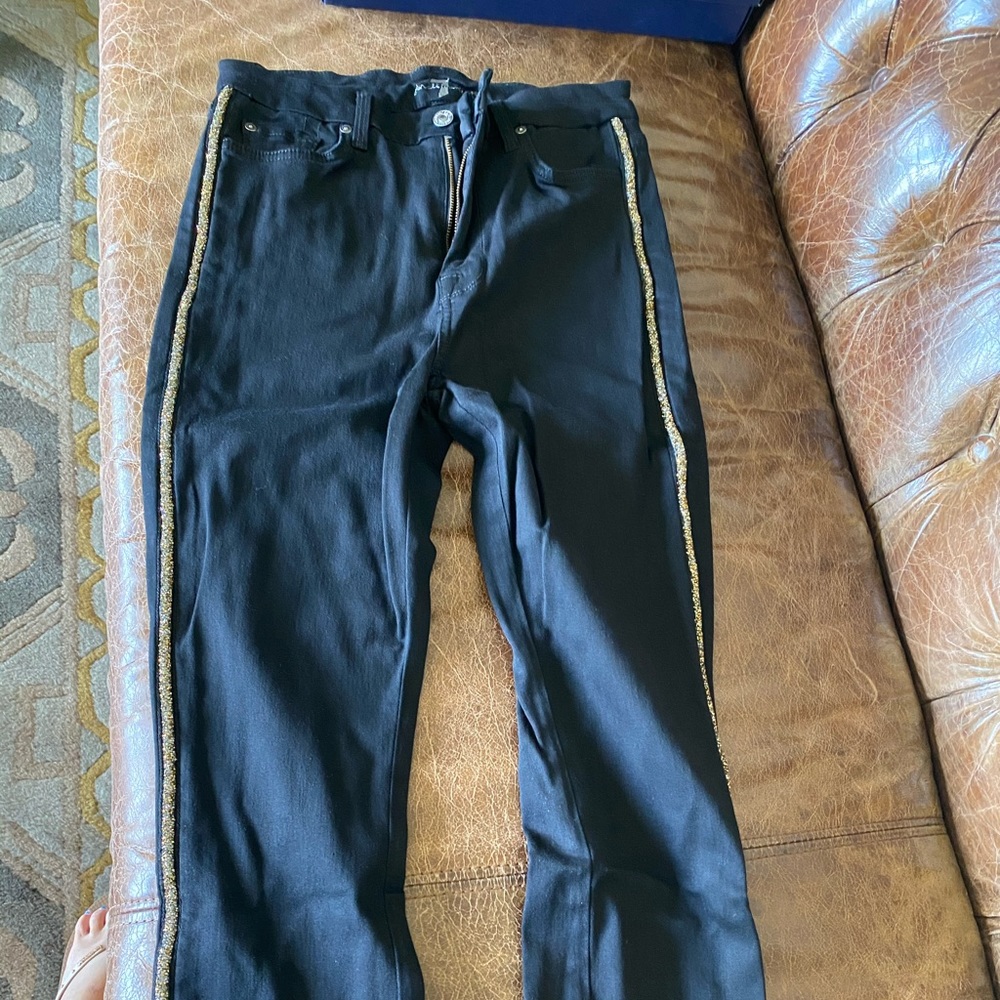 NWOT 7 for all mankind black denim sequin stripe